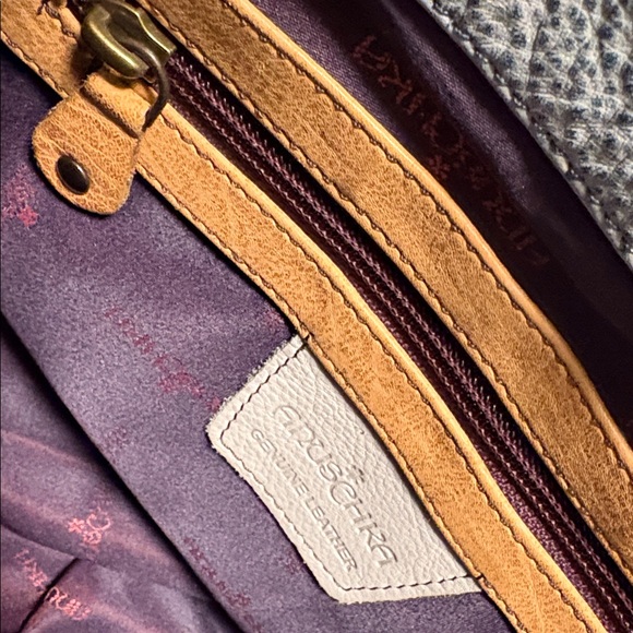 [Anuschka] Hand-Painted Leather Medium Flap Messenger Bag Purse, "Dolphin World" - Picture 14 of 16